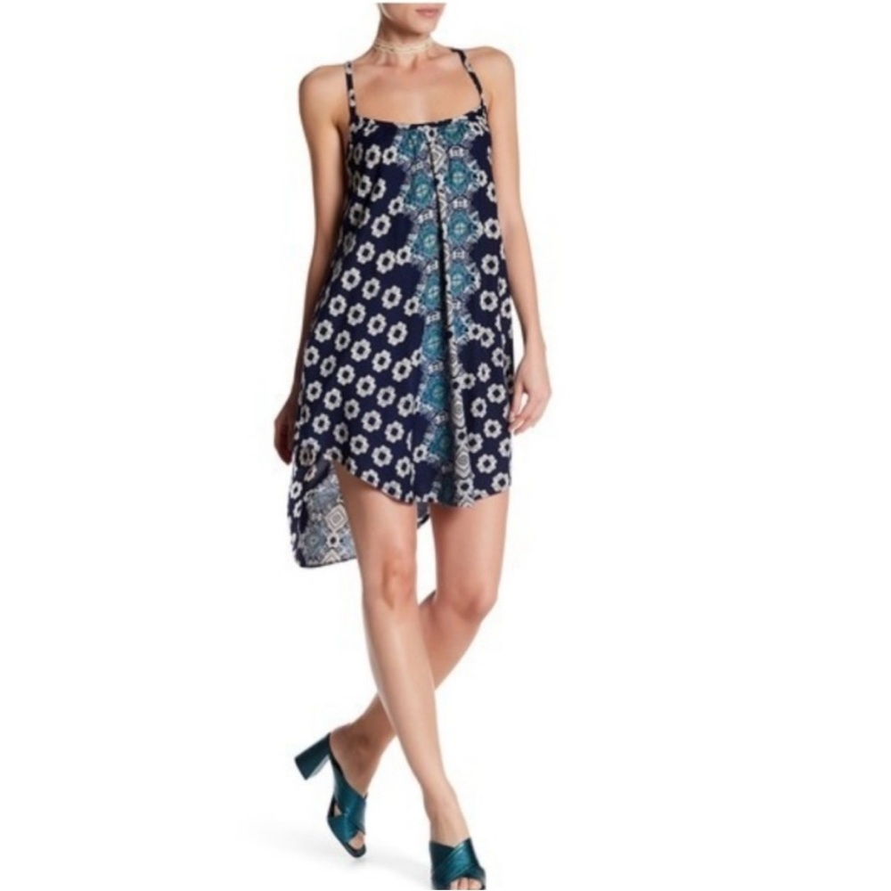 Angie Day Tripper Navy Floral Sundress Sz Large Beachy Summer Vacation